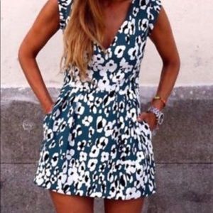 Zara Green Floral Skort Romper - Size Small